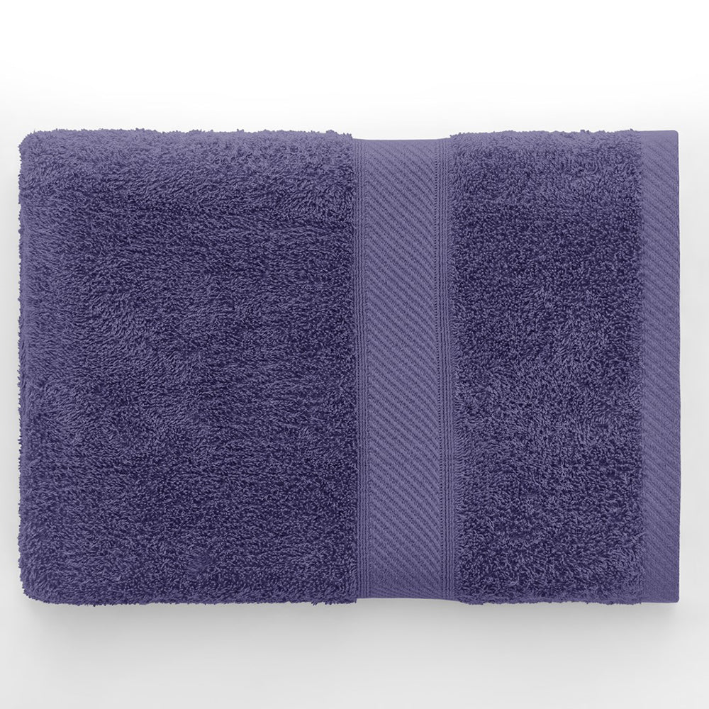Set 6 prosoape de baie cu bordura brodata din bumbac, Bamby, 425 g/mp, 2x70x140 cm, 4x50x100 cm, mov