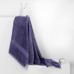 Set 6 prosoape de baie cu bordura brodata din bumbac, Bamby, 425 g/mp, 2x70x140 cm, 4x50x100 cm, mov