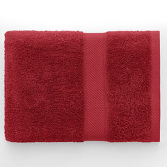 Set 6 prosoape de baie cu bordura brodata din bumbac, Bamby, 425 g/mp, 2x70x140 cm, 4x50x100 cm, rosu