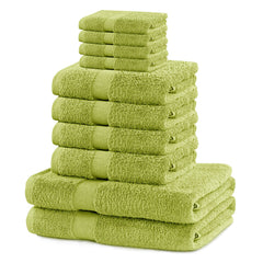 Set 10 prosoape de baie cu bordura simpla, bumbac 100%, 525 g/mp, Marina, 2x70x140 cm, 4x50x100 cm, 4x30x50 cm, vernil
