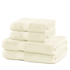 Set 4 prosoape de baie cu bordura simpla, bumbac 100%, 525 g/mp, Marina, 2x70x140 cm, 2x50x100 cm, ecru
