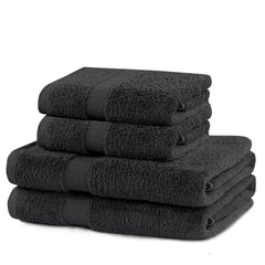 Set 4 prosoape de baie cu bordura simpla, bumbac 100%, 525 g/mp, Marina, 2x70x140 cm, 2x50x100 cm, gri inchis