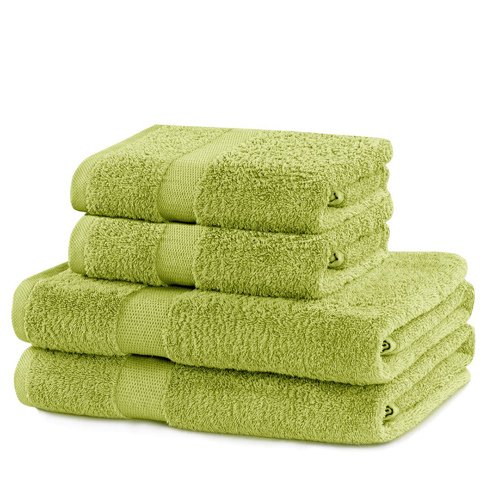 Set 4 prosoape de baie cu bordura simpla, bumbac 100%, 525 g/mp, Marina, 2x70x140 cm, 2x50x100 cm, vernil