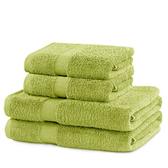 Set 4 prosoape de baie cu bordura simpla, bumbac 100%, 525 g/mp, Marina, 2x70x140 cm, 2x50x100 cm, vernil