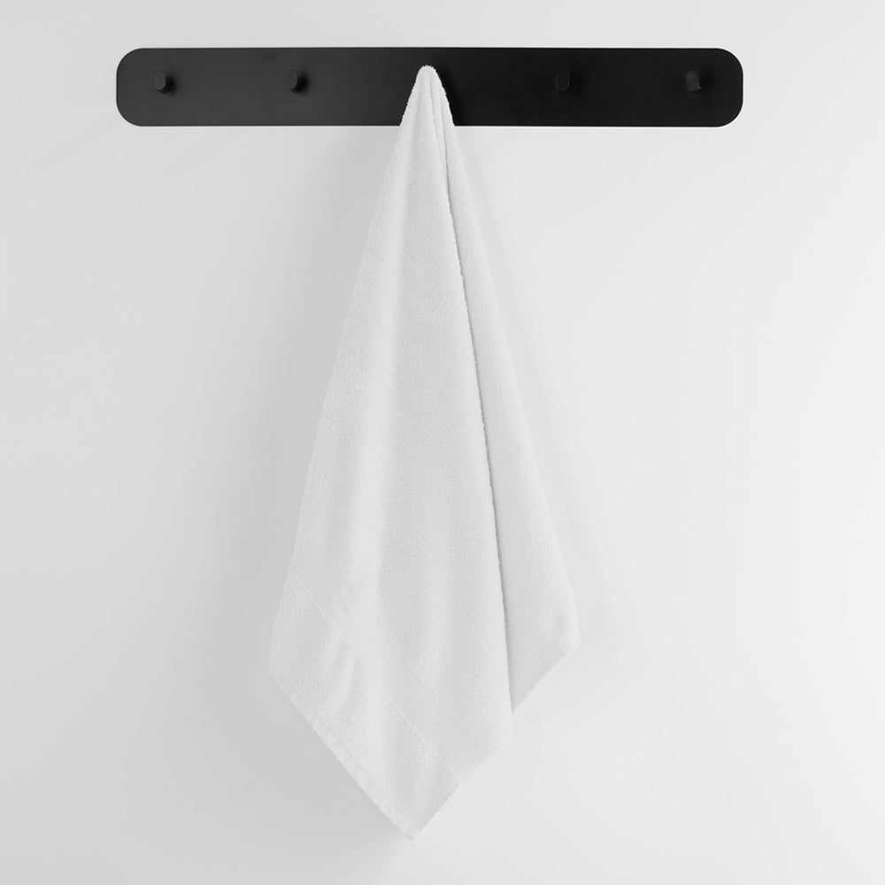 Set 6 prosoape de baie cu bordura simpla, bumbac 100%, 525 g/mp, Marina, 2x70x140 cm, 4x50x100 cm, alb