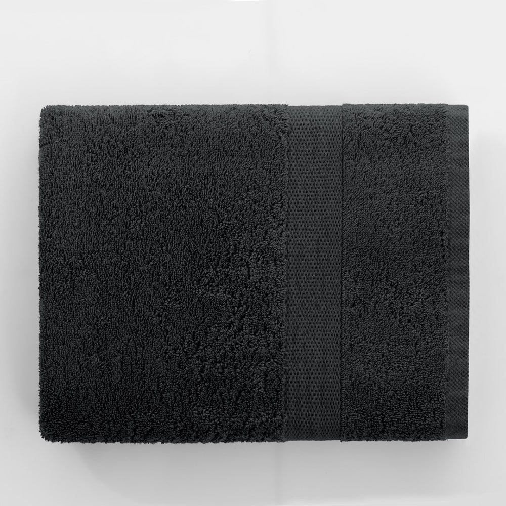 Set 6 prosoape de baie cu bordura simpla, bumbac 100%, 525 g/mp, Marina, 2x70x140 cm, 4x50x100 cm, gri inchis