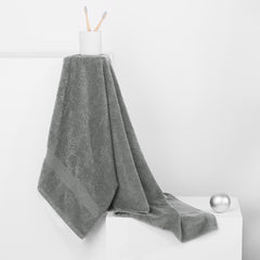 Set 6 prosoape de baie cu bordura simpla, bumbac 100%, 525 g/mp, Marina, 2x70x140 cm, 4x50x100 cm, gri