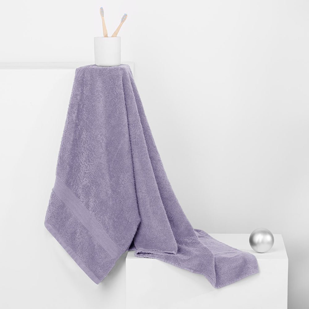Set 6 prosoape de baie cu bordura simpla, bumbac 100%, 525 g/mp, Marina, 2x70x140 cm, 4x50x100 cm, lila