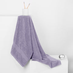Set 6 prosoape de baie cu bordura simpla, bumbac 100%, 525 g/mp, Marina, 2x70x140 cm, 4x50x100 cm, lila