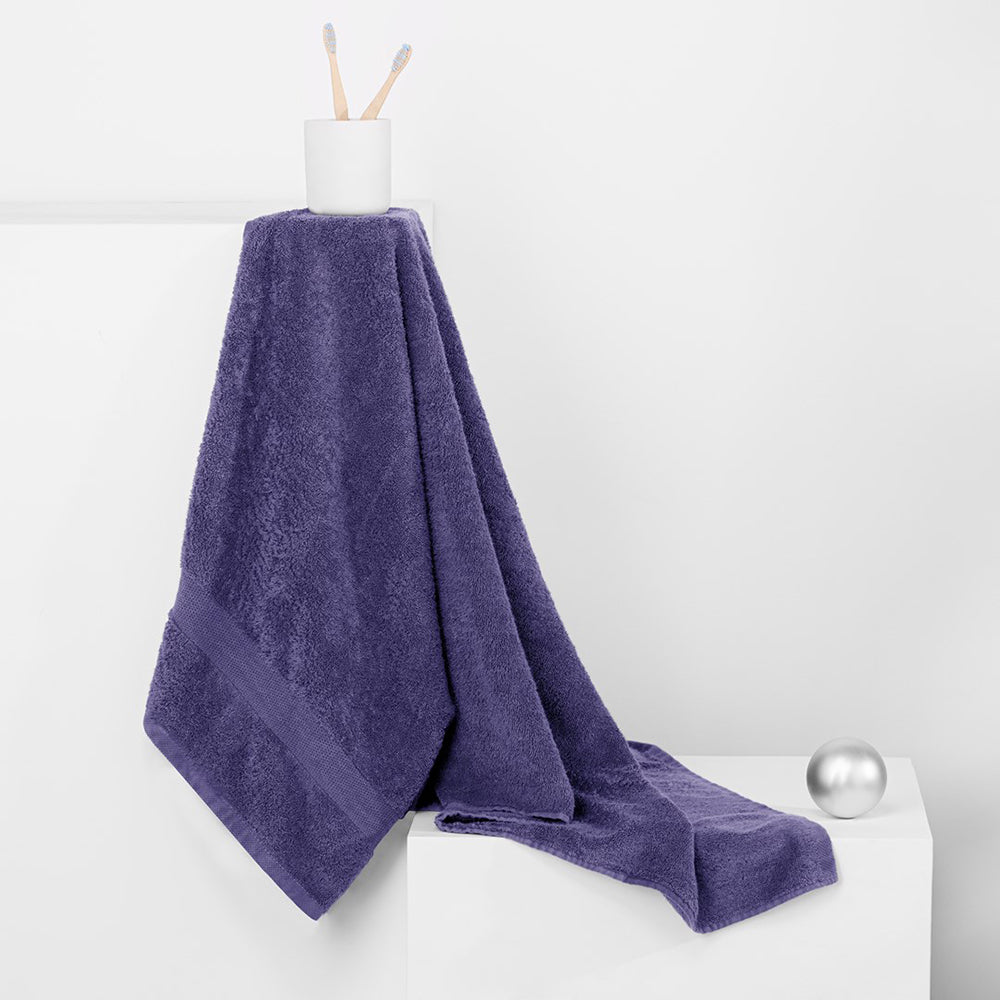 Set 6 prosoape de baie cu bordura simpla, bumbac 100%, 525 g/mp, Marina, 2x70x140 cm, 4x50x100 cm, mov