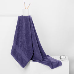 Set 6 prosoape de baie cu bordura simpla, bumbac 100%, 525 g/mp, Marina, 2x70x140 cm, 4x50x100 cm, mov