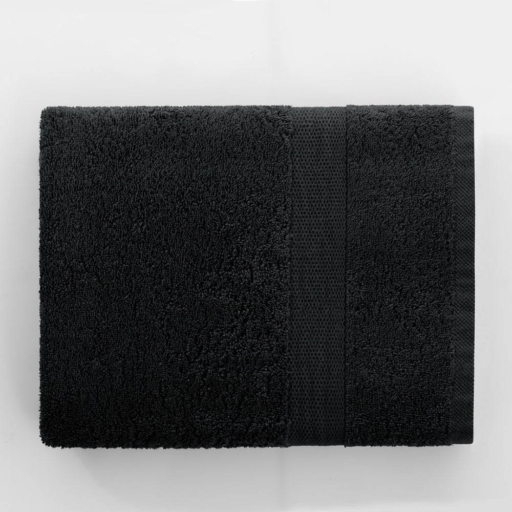 Set 6 prosoape de baie cu bordura simpla, bumbac 100%, 525 g/mp, Marina, 2x70x140 cm, 4x50x100 cm, negru