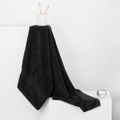 Set 6 prosoape de baie cu bordura simpla, bumbac 100%, 525 g/mp, Marina, 2x70x140 cm, 4x50x100 cm, negru