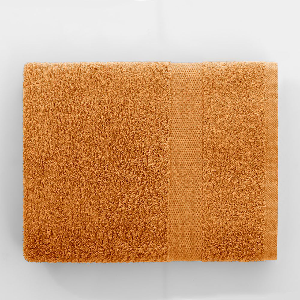 Set 4 prosoape de baie cu bordura simpla, bumbac 100%, 525 g/mp, Marina, 2x70x140 cm, 2x50x100 cm, portocaliu