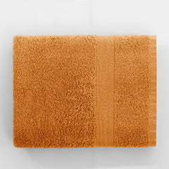 Set 4 prosoape de baie cu bordura simpla, bumbac 100%, 525 g/mp, Marina, 2x70x140 cm, 2x50x100 cm, portocaliu