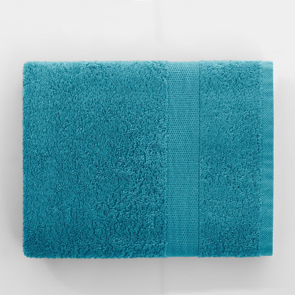 Set 6 prosoape de baie cu bordura simpla, bumbac 100%, 525 g/mp, Marina, 2x70x140 cm, 4x50x100 cm, turcoaz
