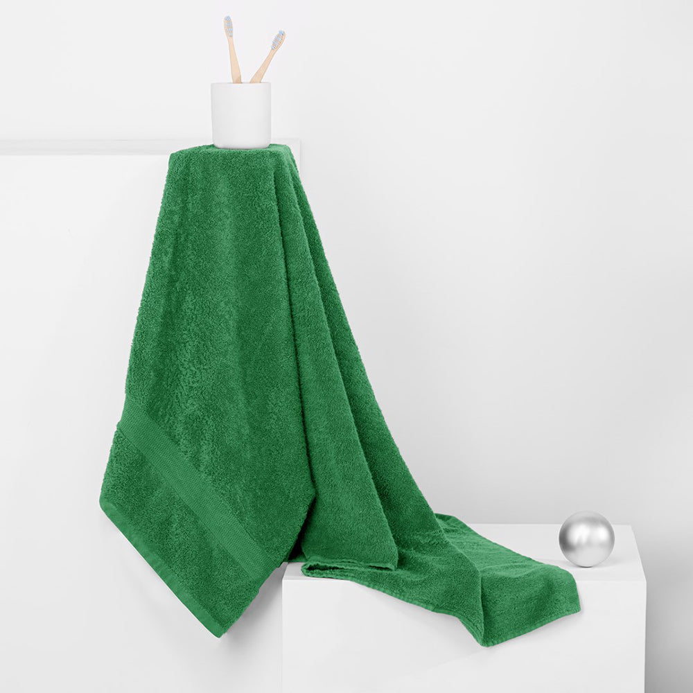 Set 6 prosoape de baie cu bordura simpla, bumbac 100%, 525 g/mp, Marina, 2x70x140 cm, 4x50x100 cm, verde