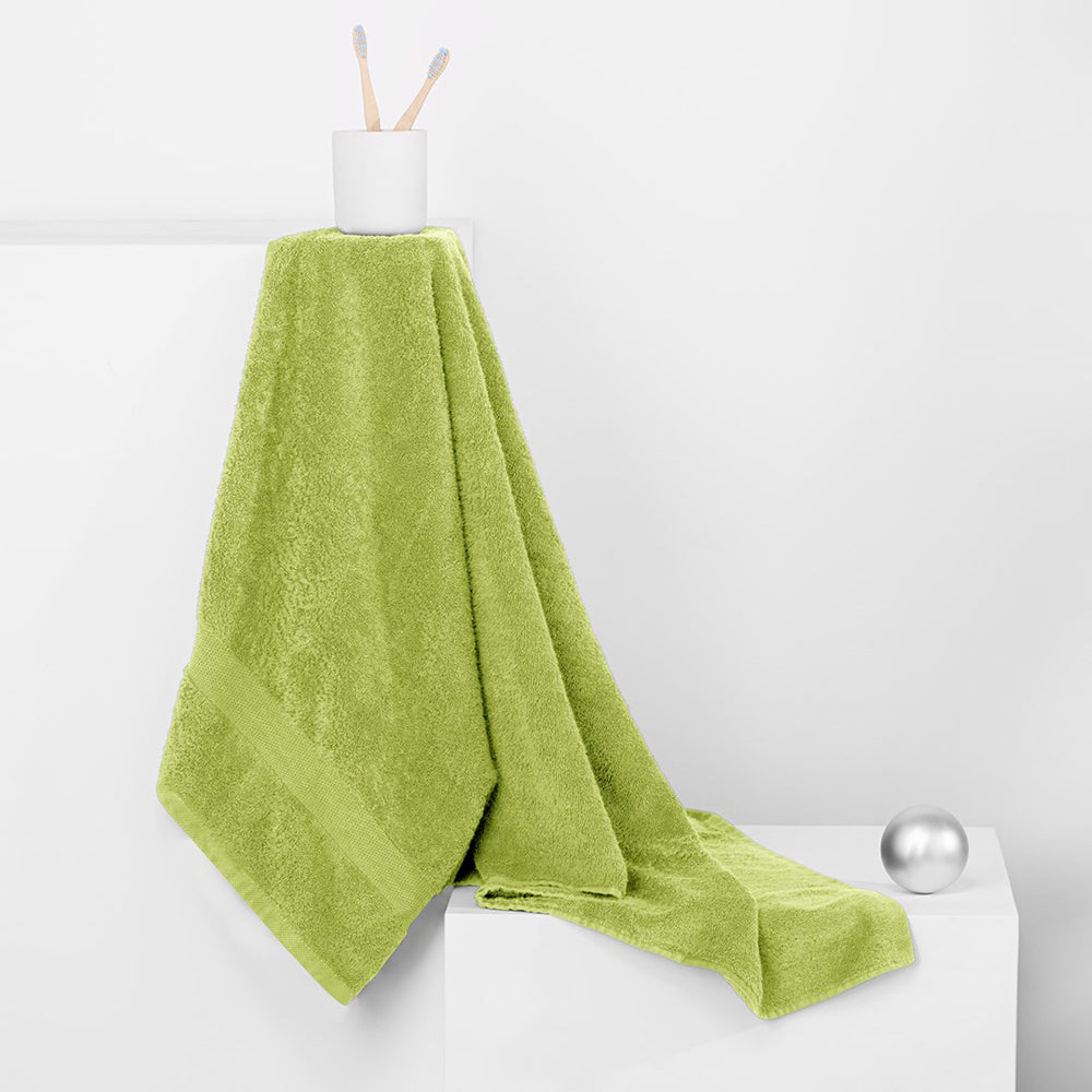 Set 6 prosoape de baie cu bordura simpla, bumbac 100%, 525 g/mp, Marina, 2x70x140 cm, 4x50x100 cm, vernil