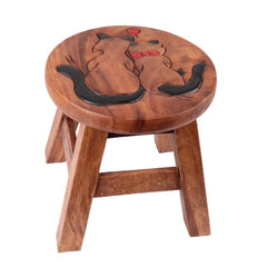 Scaunel din lemn pentru copii, sculptat si pictat manual, Pisicute, 25.5 x 25.5 x 26.5 cm, 2.4kg