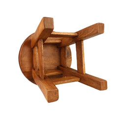 Scaunel din lemn pentru copii, sculptat si pictat manual, Bufnita cu puiul, 25.5 x 25.5 x 26.5 cm, 2.4kg