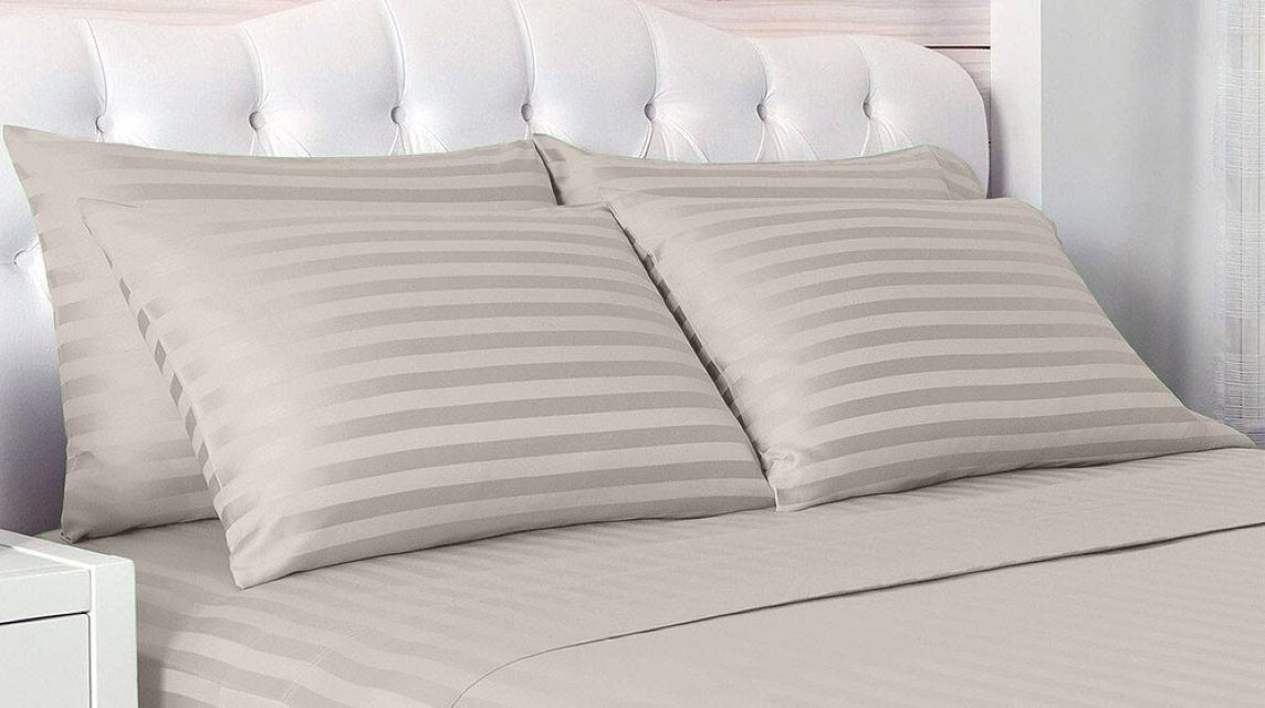 Set 2 huse perna din damasc, densitate 130 g/mp, Bej