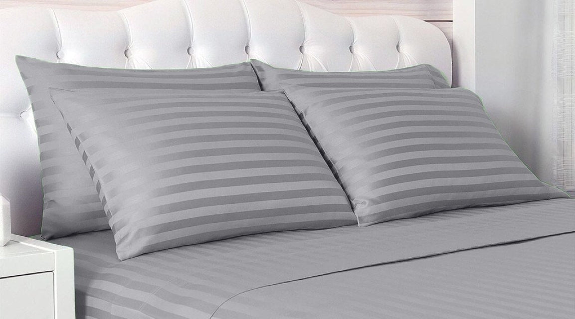 Set 2 huse perna din damasc, densitate 130 g/mp, Gri