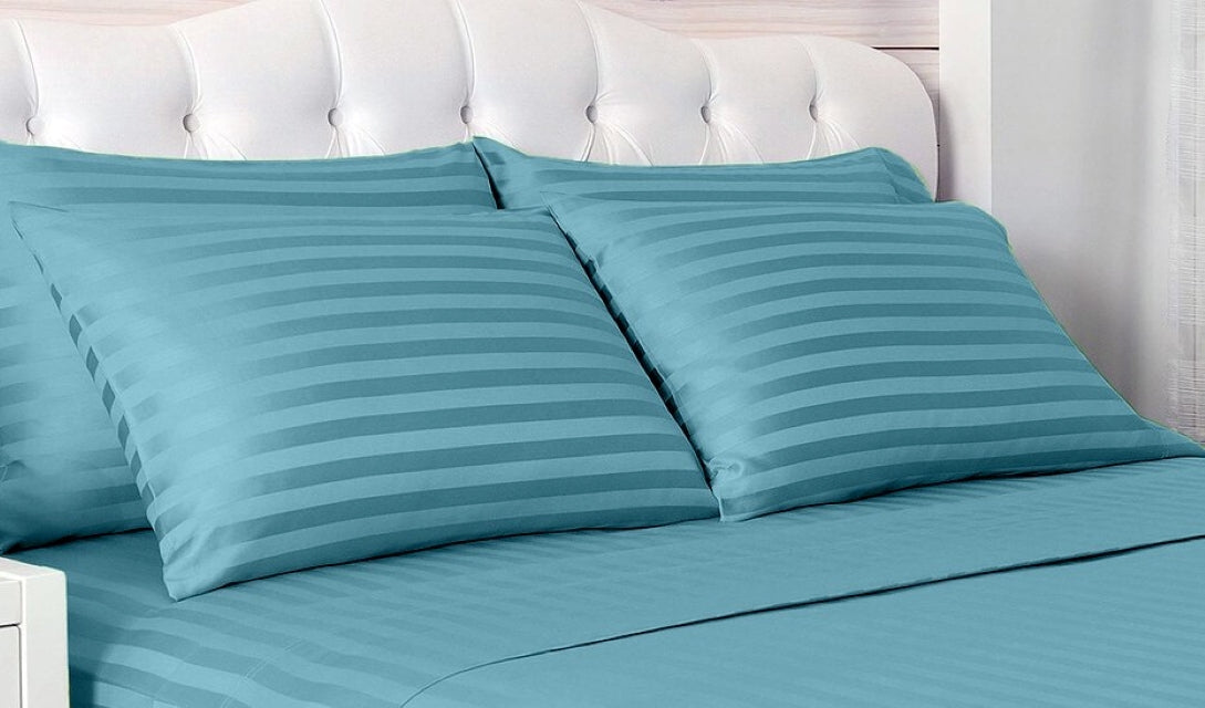 Set 2 huse perna din damasc, densitate 130 g/mp, Turcoaz