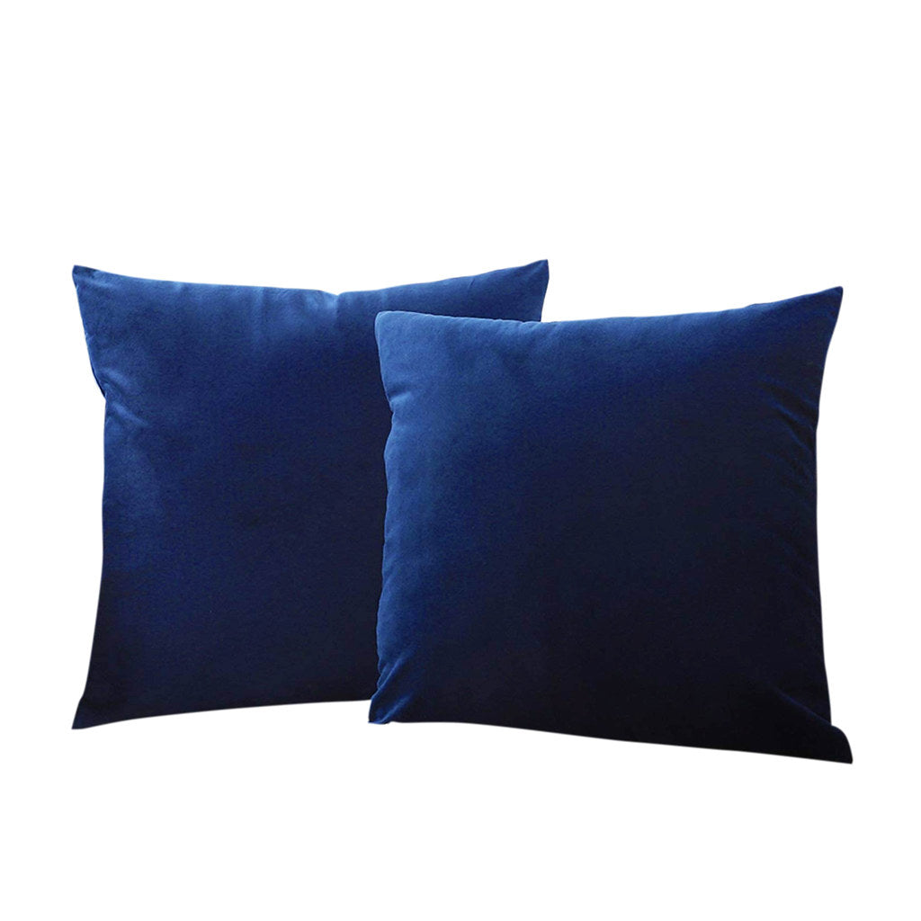 Set 2 huse pernute decorative din catifea cu fermoar, Madison, densitate 700 g/ml, Albastru