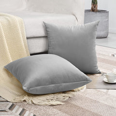 Set 2 huse pernute decorative din catifea cu fermoar, Madison, densitate 700 g/ml, Coin gray