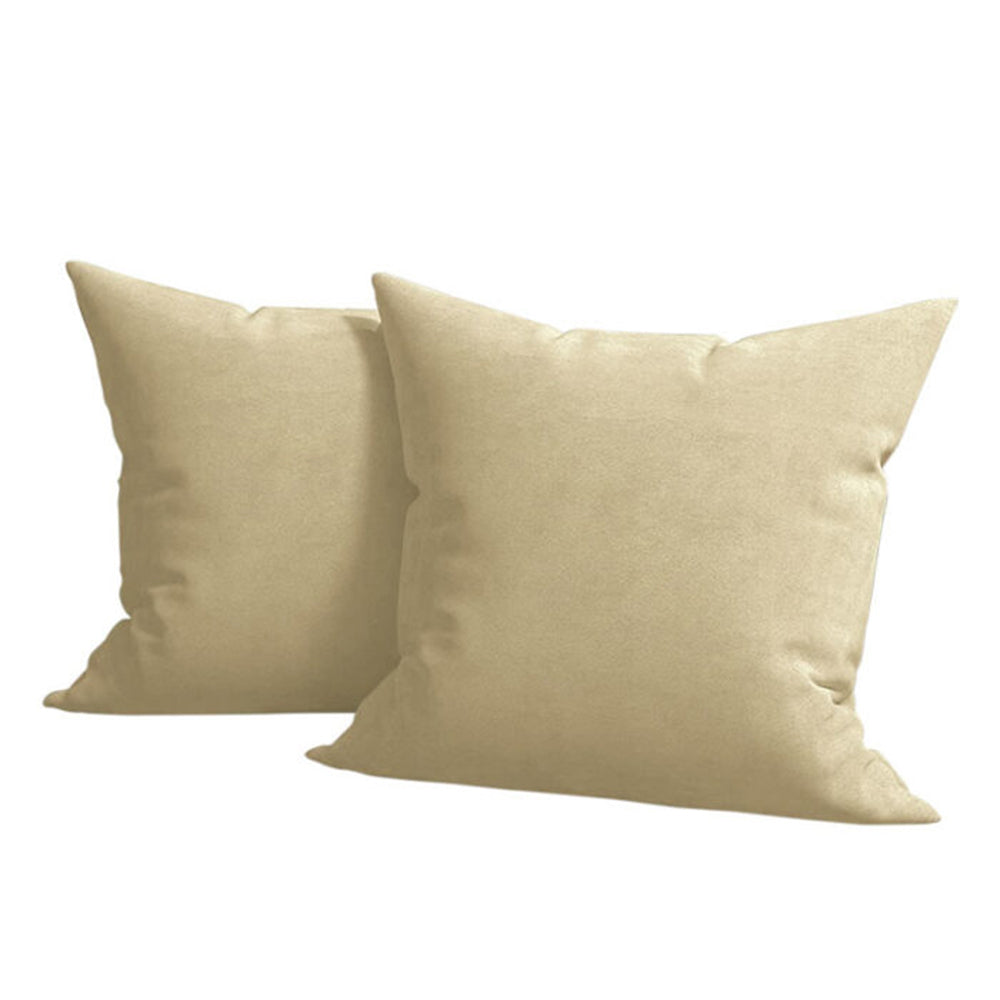 Set 2 huse pernute decorative din catifea cu fermoar, Madison, densitate 700 g/ml, Crem
