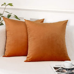 Set 2 huse pernute decorative din catifea cu fermoar, Madison, densitate 700 g/ml, Portocaliu
