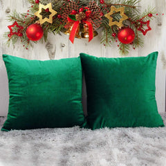 Set 2 huse pernute decorative din catifea cu fermoar, Madison, densitate 700 g/ml, Sacramento Green
