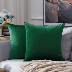 Set 2 huse pernute decorative din catifea cu fermoar, Madison, densitate 700 g/ml, Sacramento Green