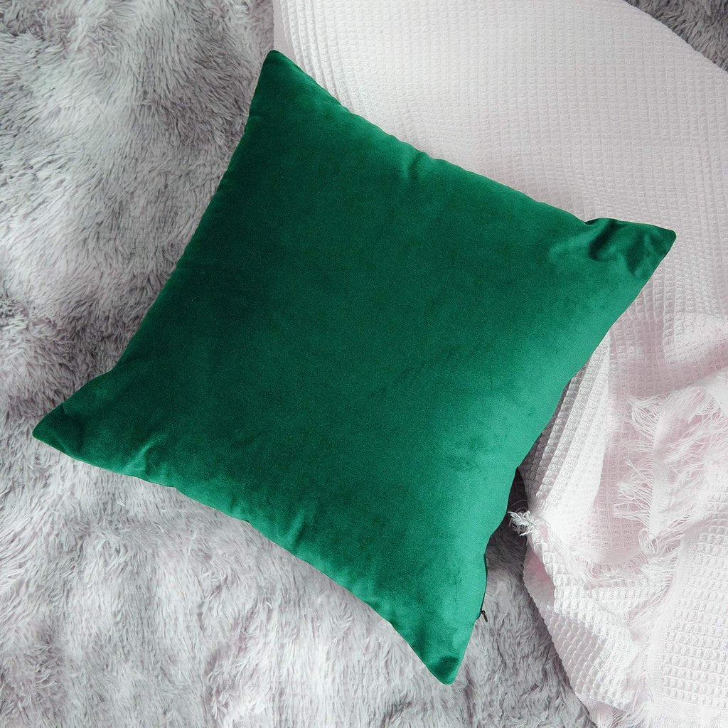 Set 2 huse pernute decorative din catifea cu fermoar, Madison, densitate 700 g/ml, Sacramento Green