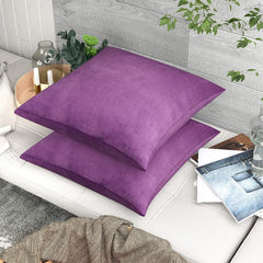 Set 2 huse pernute decorative din catifea cu fermoar, Madison, densitate 700 g/ml, Violet
