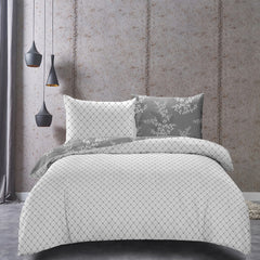 Set 2 huse pilota si 2 huse perna, model floral caluna, Hypnosis, 155x220 cm, 80x80 cm, gri, 4 piese