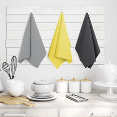 Set 3 prosoape de bucatarie din bumbac, model clasic, Letty, 50 x 70 cm, gri