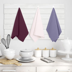 Set 3 prosoape de bucatarie din bumbac, model clasic, Letty, 50 x 70 cm, lila