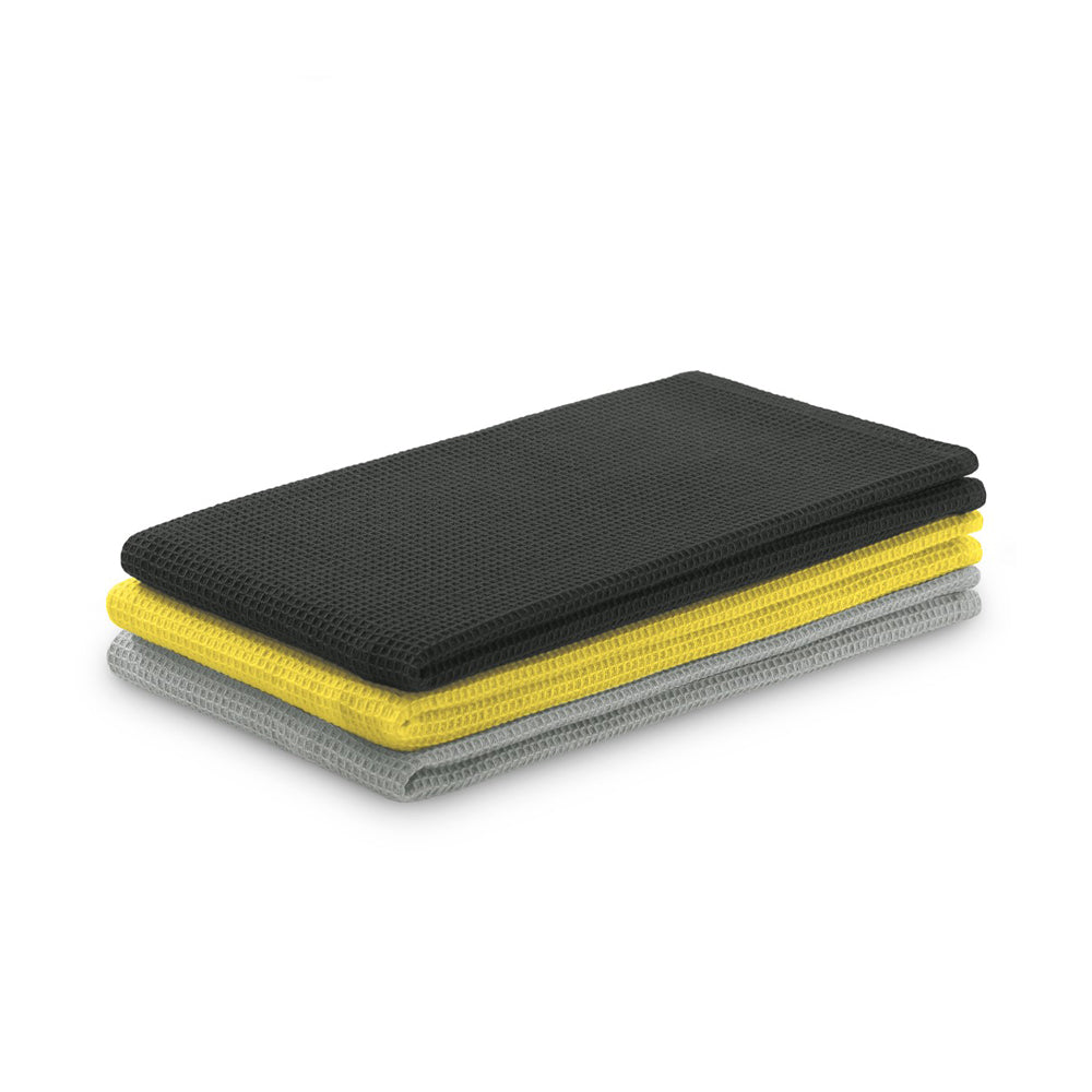 Set 3 prosoape de bucatarie din bumbac, model fagure, Letty, 50 x 70 cm, gri inchis