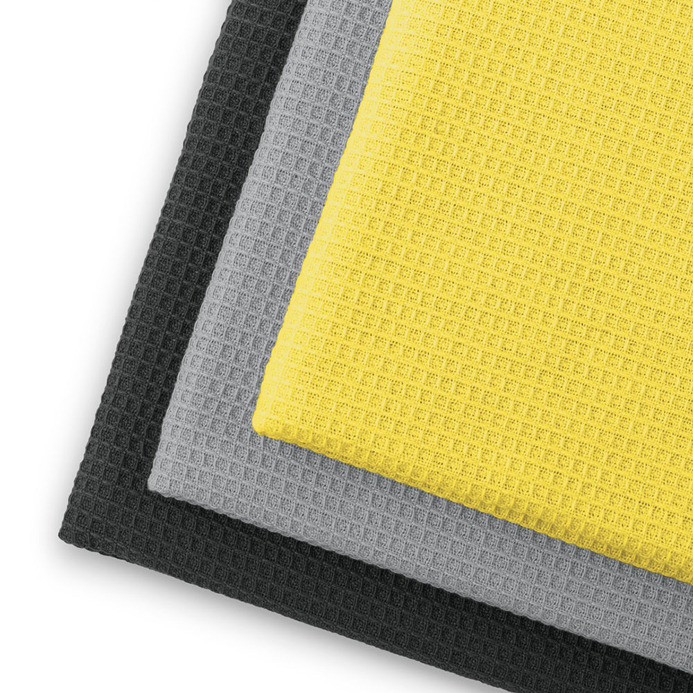 Set 3 prosoape de bucatarie din bumbac, model fagure, Letty, 50 x 70 cm, gri inchis