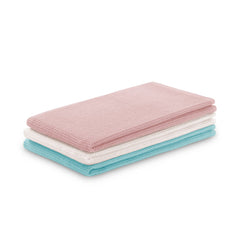 Set 3 prosoape de bucatarie din bumbac, model fagure, Letty, 50 x 70 cm, roz deschis