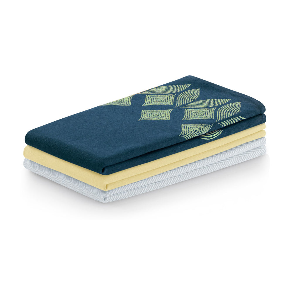 Set 3 prosoape de bucatarie din bumbac, stil modern mixt, Letty, 50 x 70 cm, galben
