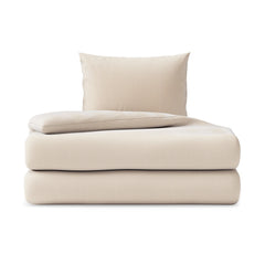 Set husa pilota si husa perna din bumbac ranforce, stil minimalist, Bonaire, 155x220 cm, 80x80 cm, galben, 2 piese