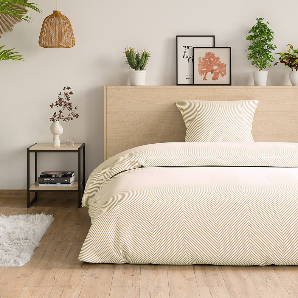 Set husa pilota si husa perna din bumbac ranforce, stil minimalist, Bonaire, 155x220 cm, 80x80 cm, galben, 2 piese