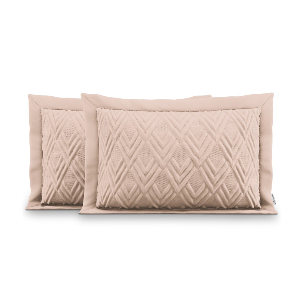 Set 2 huse perne decorative usor matlasate din microfibra, Ophelia, 70 g/m2, Roz pudrat