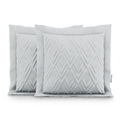 Set 2 huse perne decorative usor matlasate din microfibra, Ophelia, 70 g/m2, Gri deschis