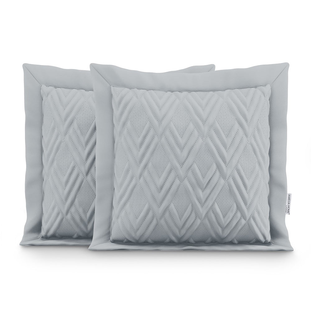 Set 2 huse perne decorative usor matlasate din microfibra, Ophelia, 70 g/m2, Gri