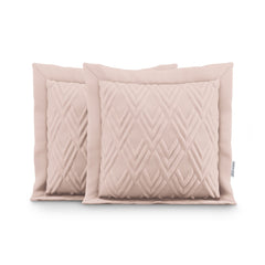 Set 2 huse perne decorative usor matlasate din microfibra, Ophelia, 70 g/m2, Roz pudrat