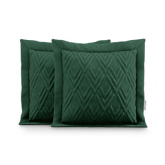 Set 2 huse perne decorative usor matlasate din microfibra, Ophelia, 70 g/m2, Verde