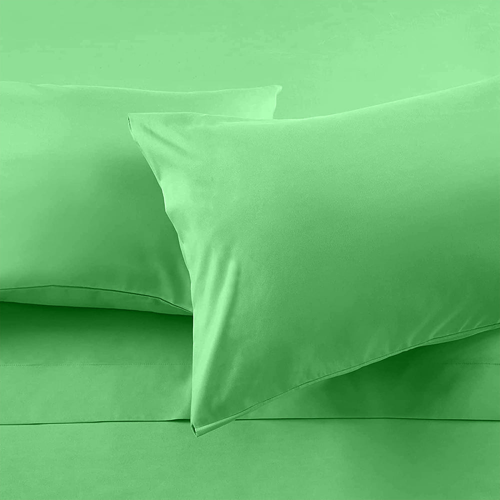 Set 2 huse perna din bumbac ranforce 100%, densitate 120 g/mp, verde deschis